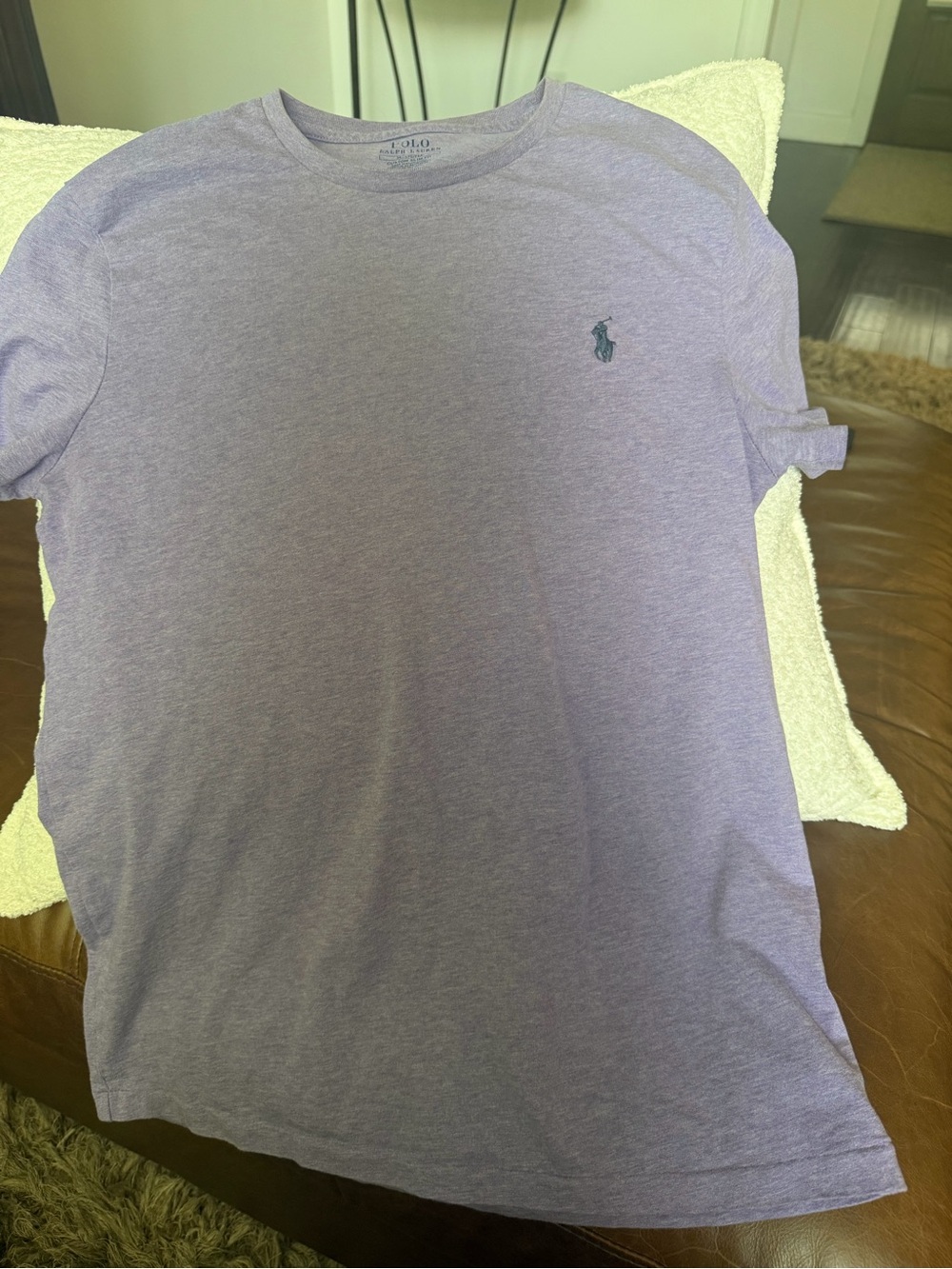 Ralph Lauren Short-Sleeve Crewneck Tee in Lavender with Navy Pony blue tag